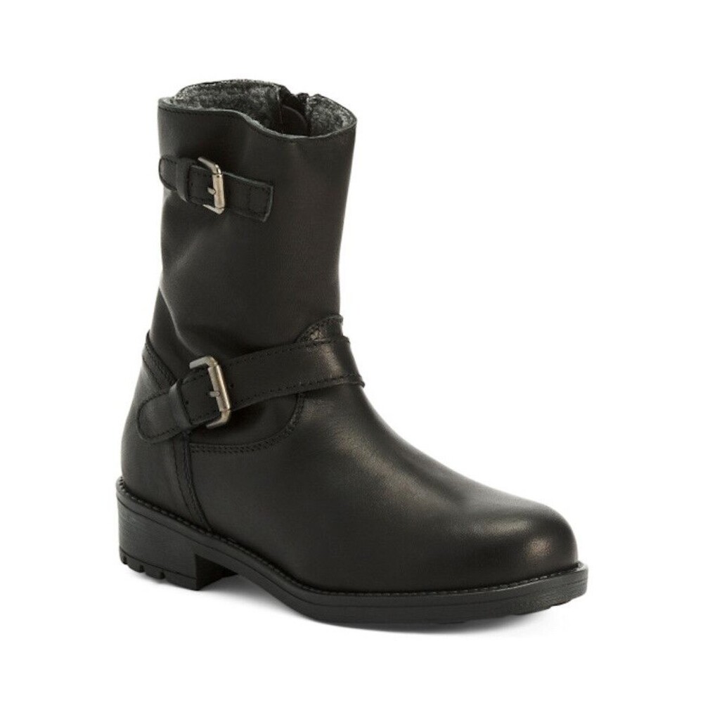 Enzo Tesoti Leather Buckle Boots Faux Fur Lining Little Kids